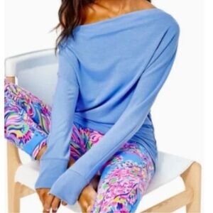 Lilly Pulitzer Light Blue Off-the-Shoulder Sweater